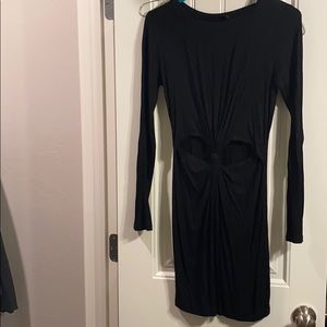Black ribbed dress long sleeve with cutouts